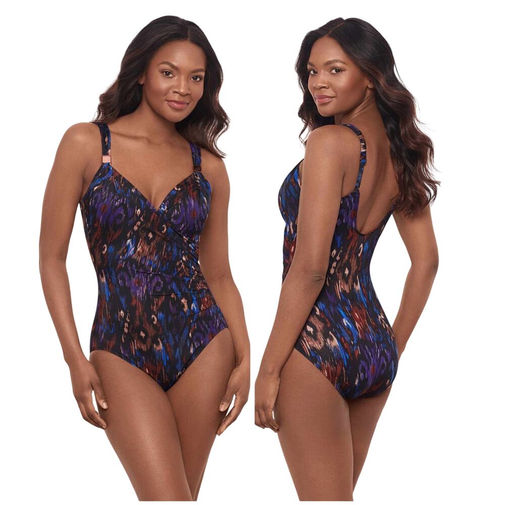 Miraclesuit NWT Siren Tapiz Blue One Piece Swimsuit Underwire Adjustable Size 10